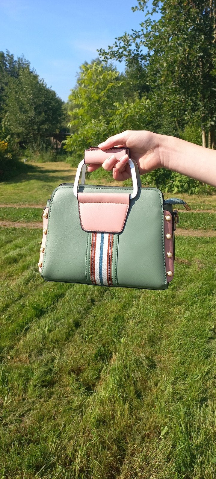 Handtas nepleer mint en roze, Ophalen of Verzenden, Nieuw, Groen, Handtas