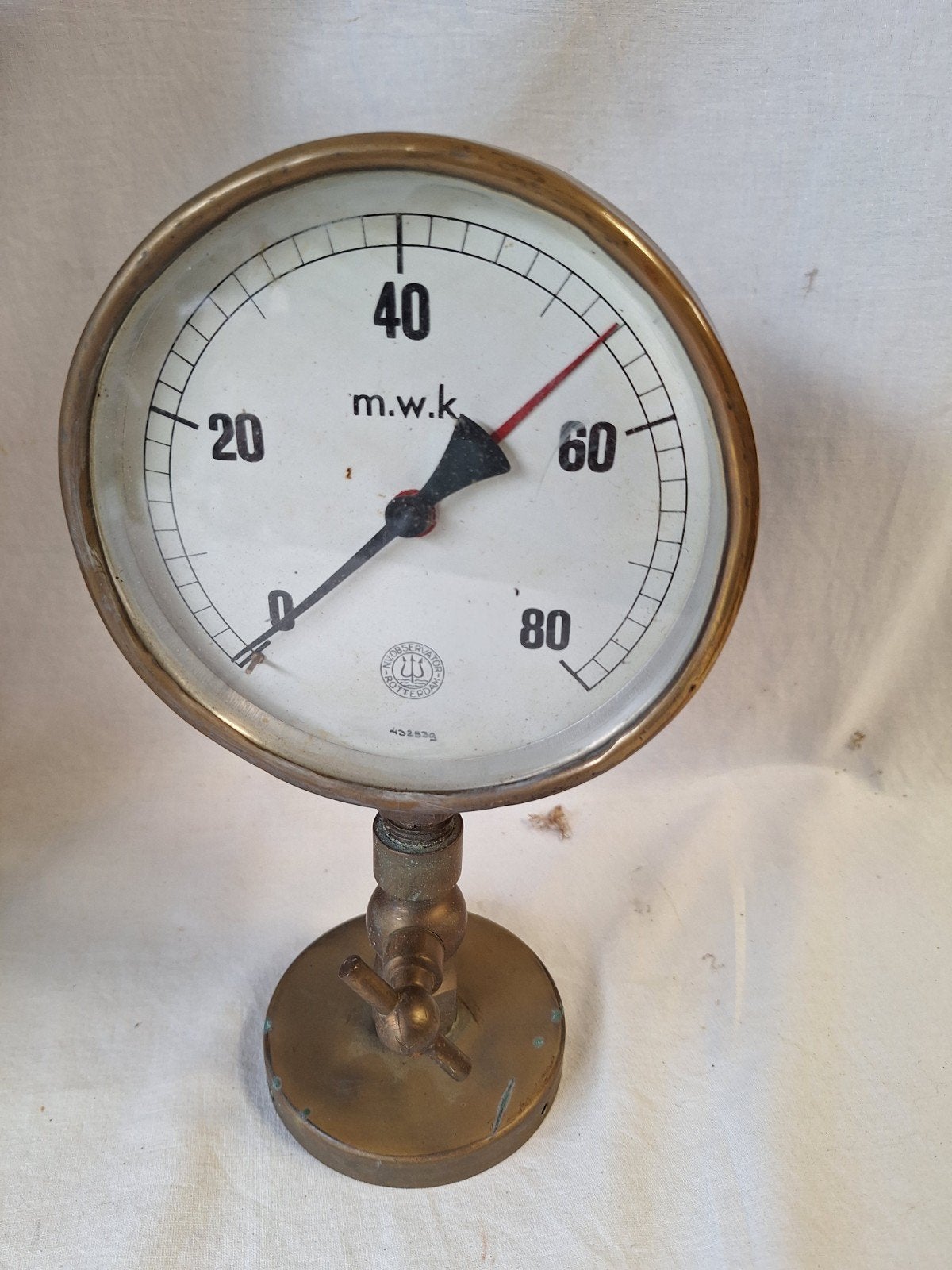 antieke messing manometer van Observator Rotterdam, Antiek en Kunst, Ophalen of Verzenden