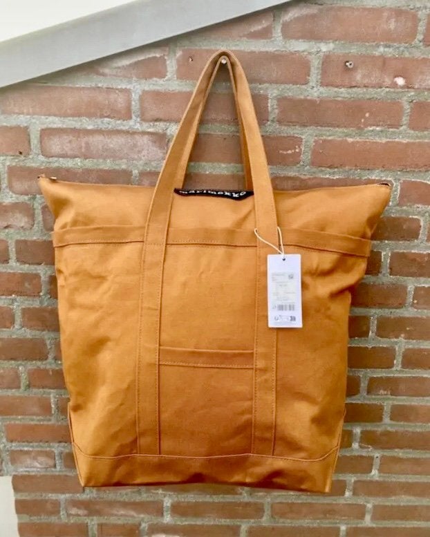 Marimekko UUsi Matkuri L golden Brown tote bag tas new ds, 40 tot 60 cm, 30 cm of meer, Bruin, Verzenden