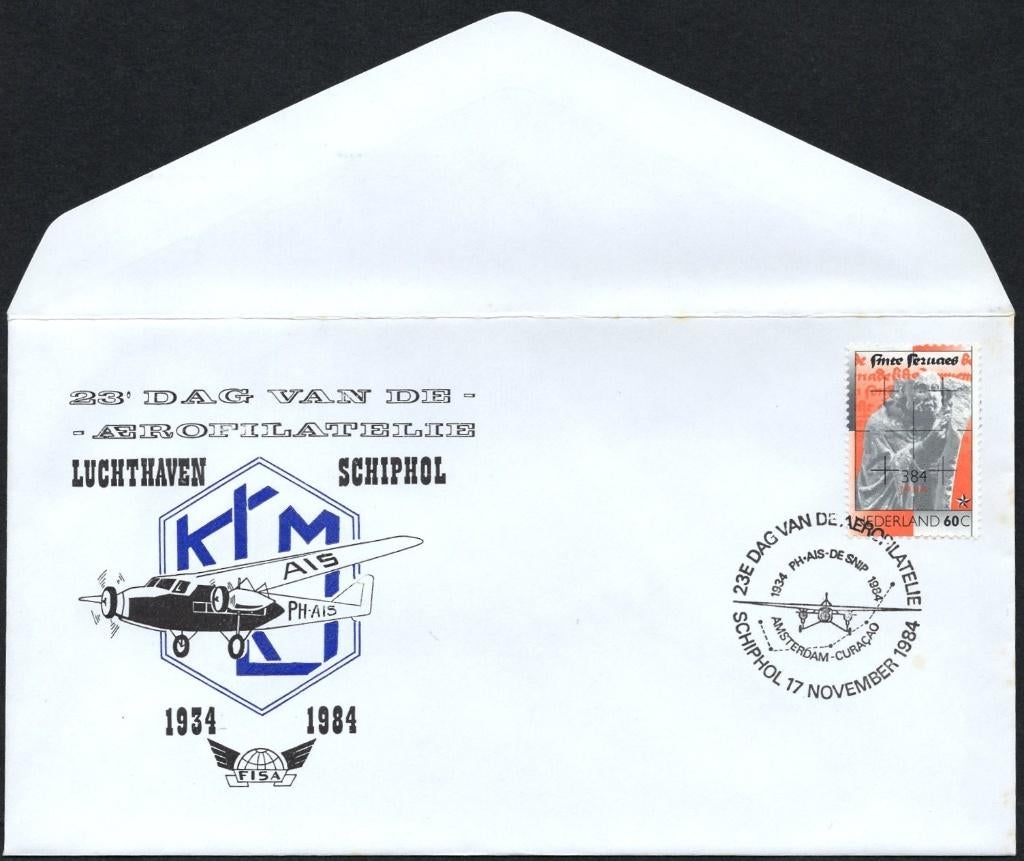 23e dag vd aerofilatelie - Snip Amsterdam-Curacao 1934-1984, Verzenden, Envelop