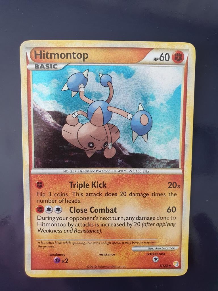 Hitmontop 5/123 holo pokemon kaart, Ophalen of Verzenden, Zo goed als nieuw