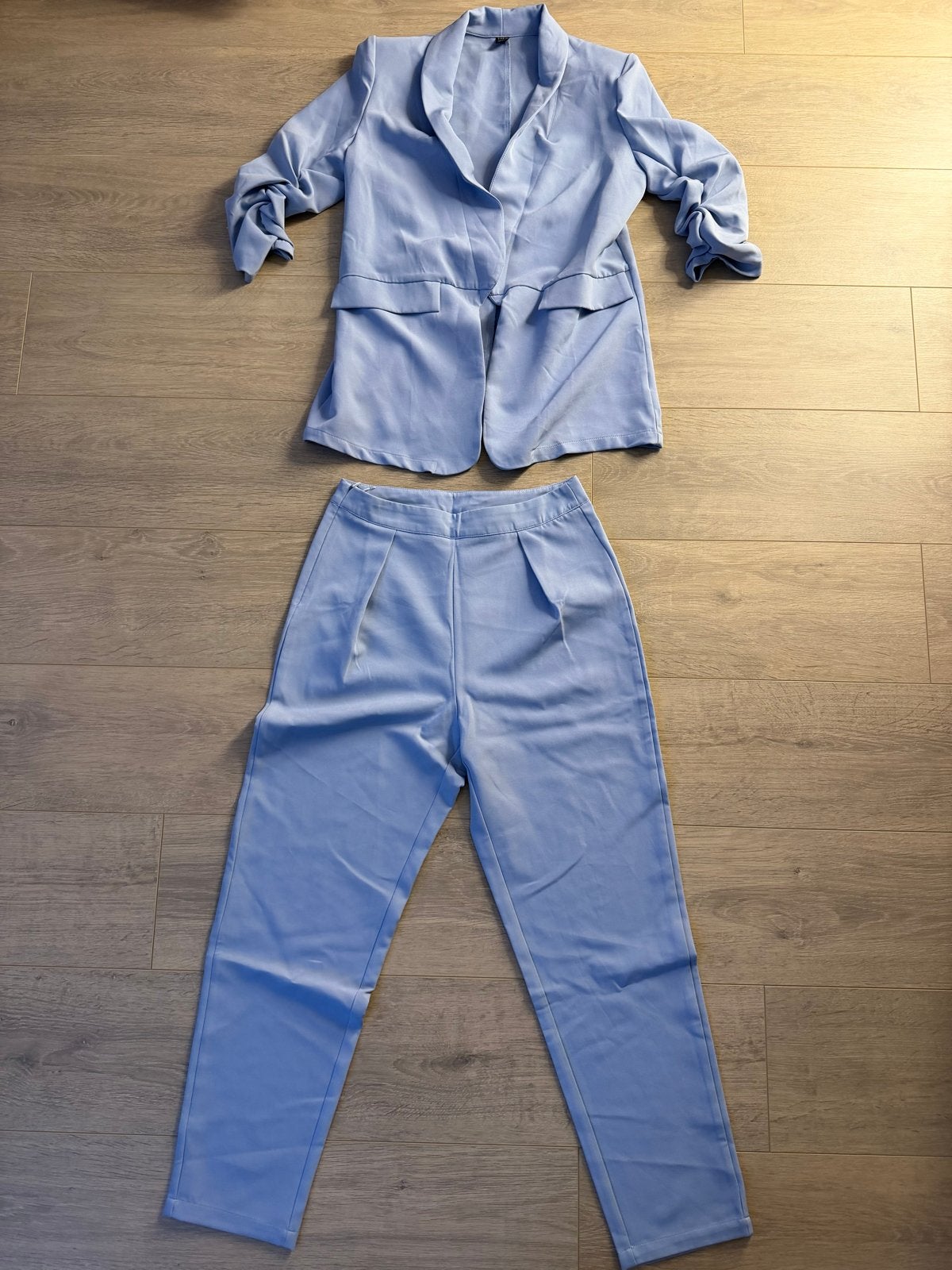 Shein Lichtblauw Kostuum/Pak - Maat S (36), Kostuum of Pak, Blauw, Ophalen of Verzenden, Zo goed als nieuw