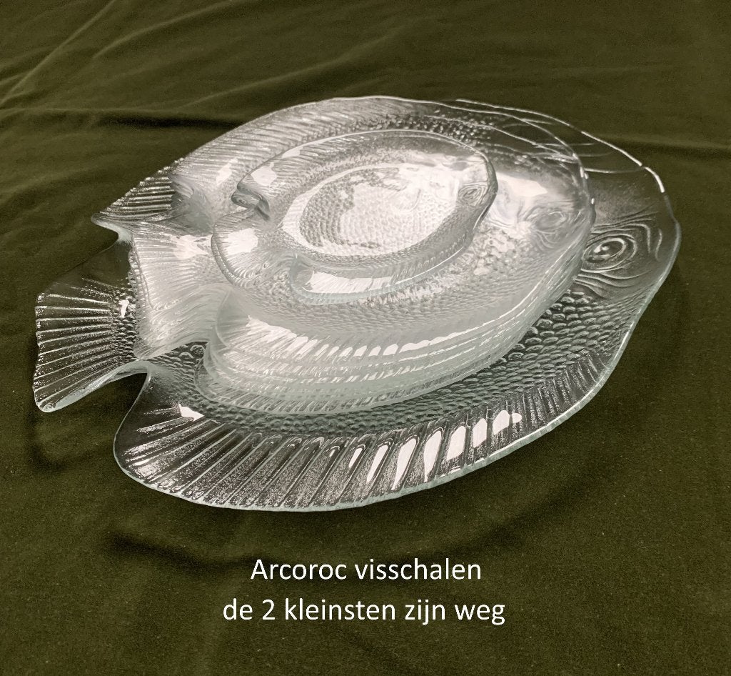 visschalen glazen schalen arcoroc glas schaaltjes vis schaal, Ophalen of Verzenden, Overige stijlen, Glas, Schaal of Schalen