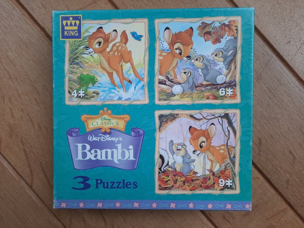 King - Walt Disney's Bambi - 3 puzzels - 4/6/9 stukjes -, Ophalen of Verzenden, 10 tot 50 stukjes