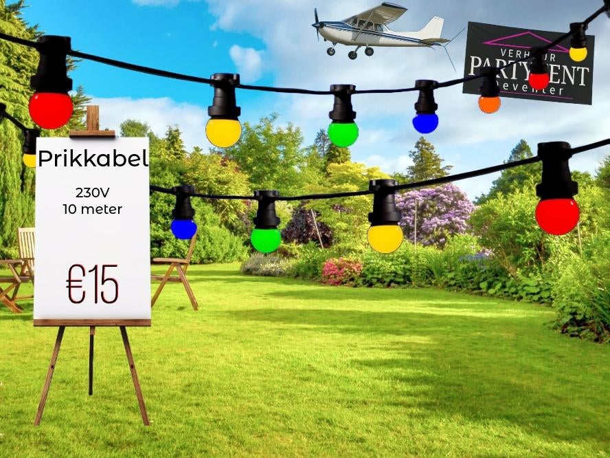 Verhuur prikkabel met gekleurde lampjes voor tuinfeest, Ophalen, Nieuw, Overige