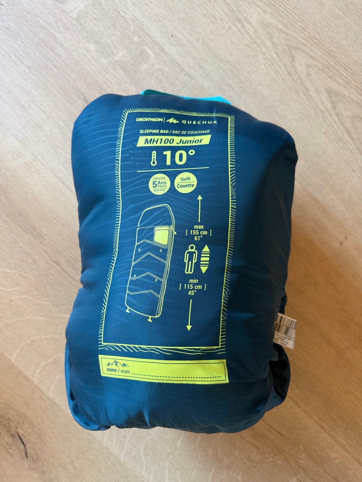 Decathlon Quechua MH100 Junior Slaapzak - 1x gebruikt, Caravans en Kamperen, Ophalen of Verzenden, Zo goed als nieuw