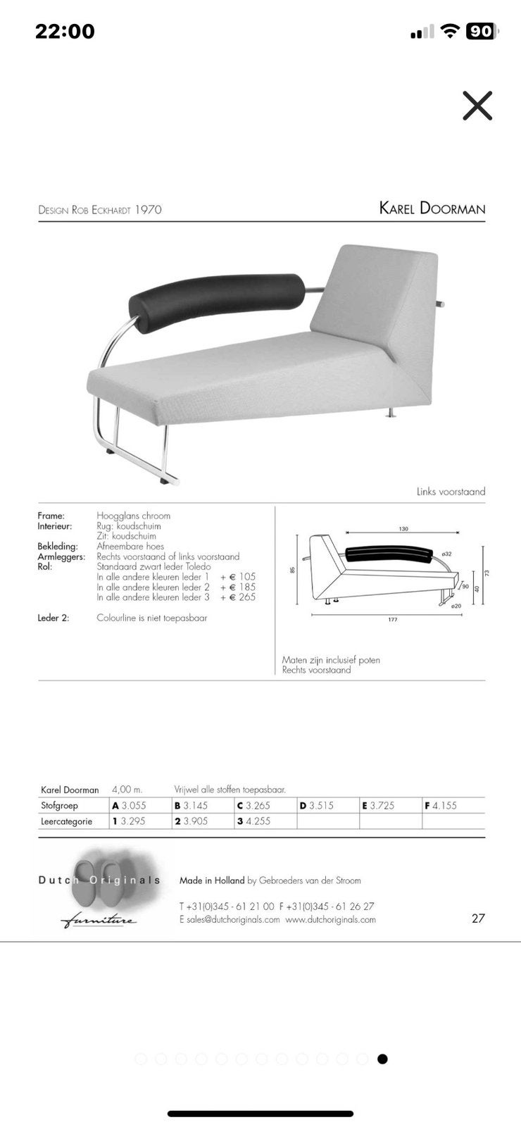 Chaise longue bank - Karel Doorman, Ophalen, Holland design, Eenpersoons, Minder dan 75 cm