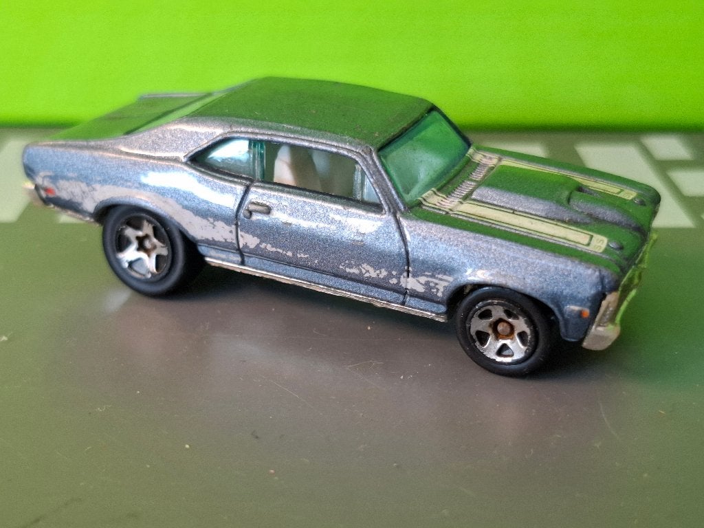 Hotwheels - 1968 Chevrolet Nova [blauw] 1/60, Ophalen of Verzenden, Gebruikt, Auto