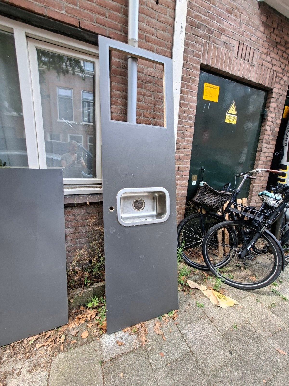 Grijze keukenpanelen met spoelbak, Huis en Inrichting, Keuken | Keukenelementen, Ophalen, Gebruikt, 50 tot 100 cm, Minder dan 100 cm