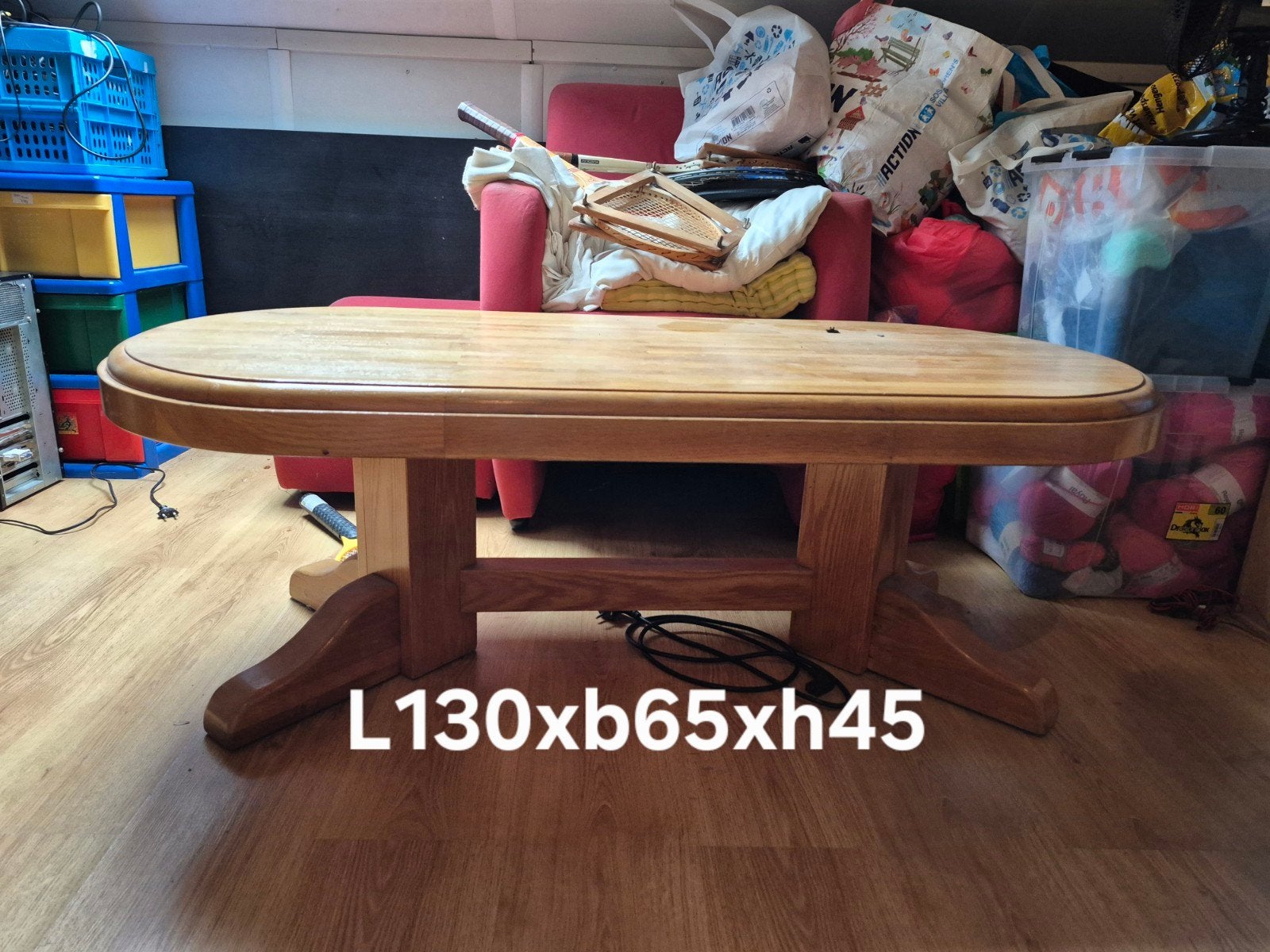 Massief eiken salontafel, Huis en Inrichting, Tafels | Eettafels, Ophalen, Rechthoekig, 100 tot 150 cm, 50 tot 100 cm