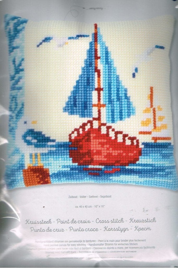 Cado vervaco borduurpakket kussen  ZEILBOOT  156, Ophalen of Verzenden, Nieuw, Handborduren, Borduurpakket