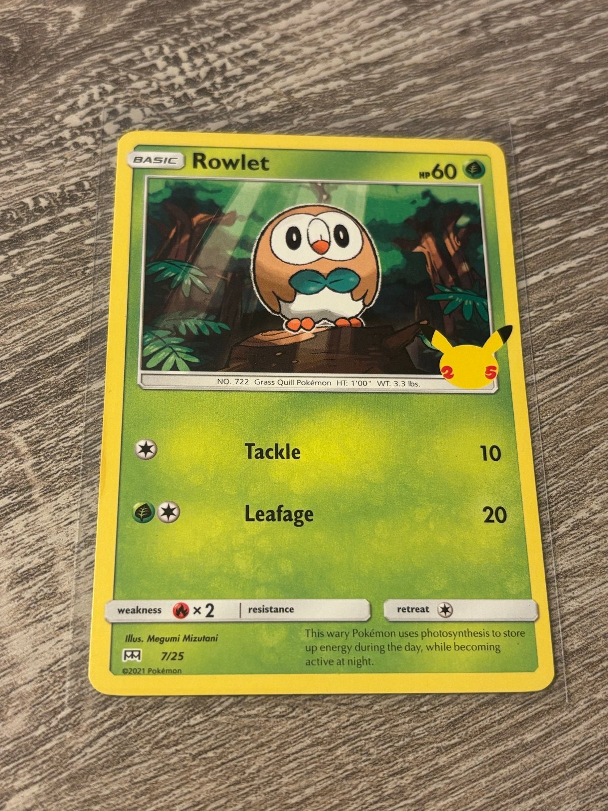 Rowlet 7/25 McDonalds 25th Anniversary Pokémon Kaart, Ophalen of Verzenden, Zo goed als nieuw, Losse kaart