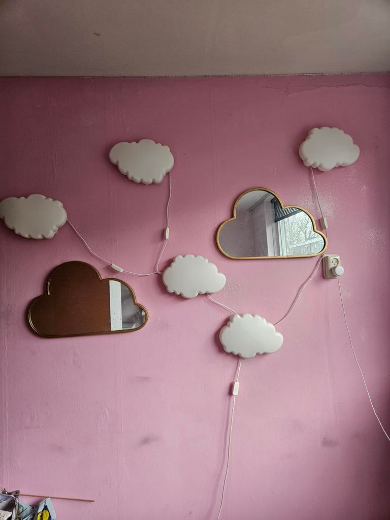5 wolkenlampjes voor aan de muur of plafond, Ophalen of Verzenden