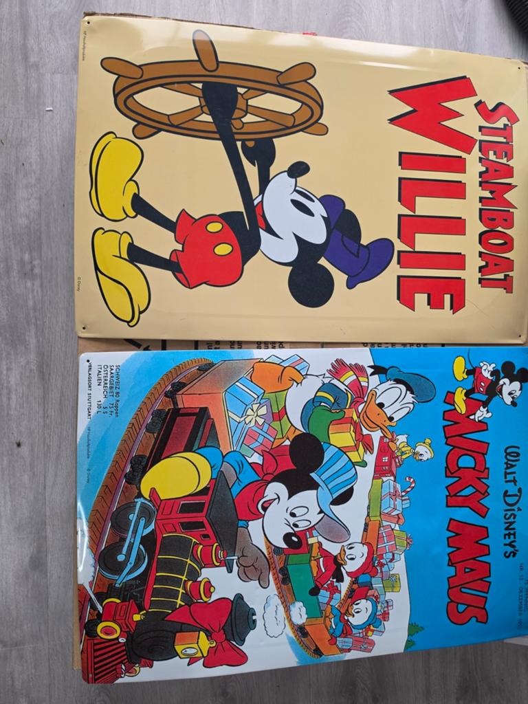 Disney metalen borden., Verzamelen, Ophalen of Verzenden, Mickey Mouse, Servies