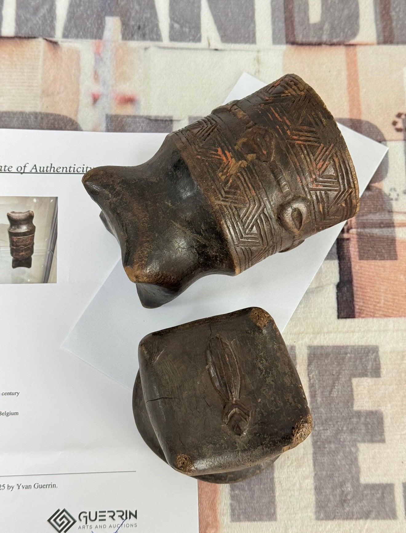 Doos Hout Congo 1930-1940 houten bak Afrika + Certificaat, Ophalen of Verzenden