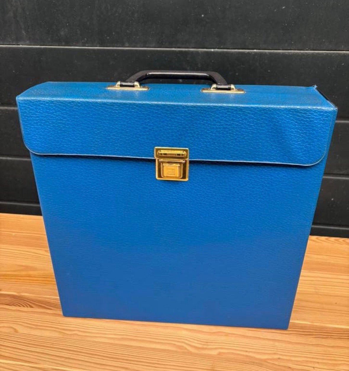 Vintage Retro Blauw Platenkoffer, Ophalen of Verzenden, Huis en Inrichting