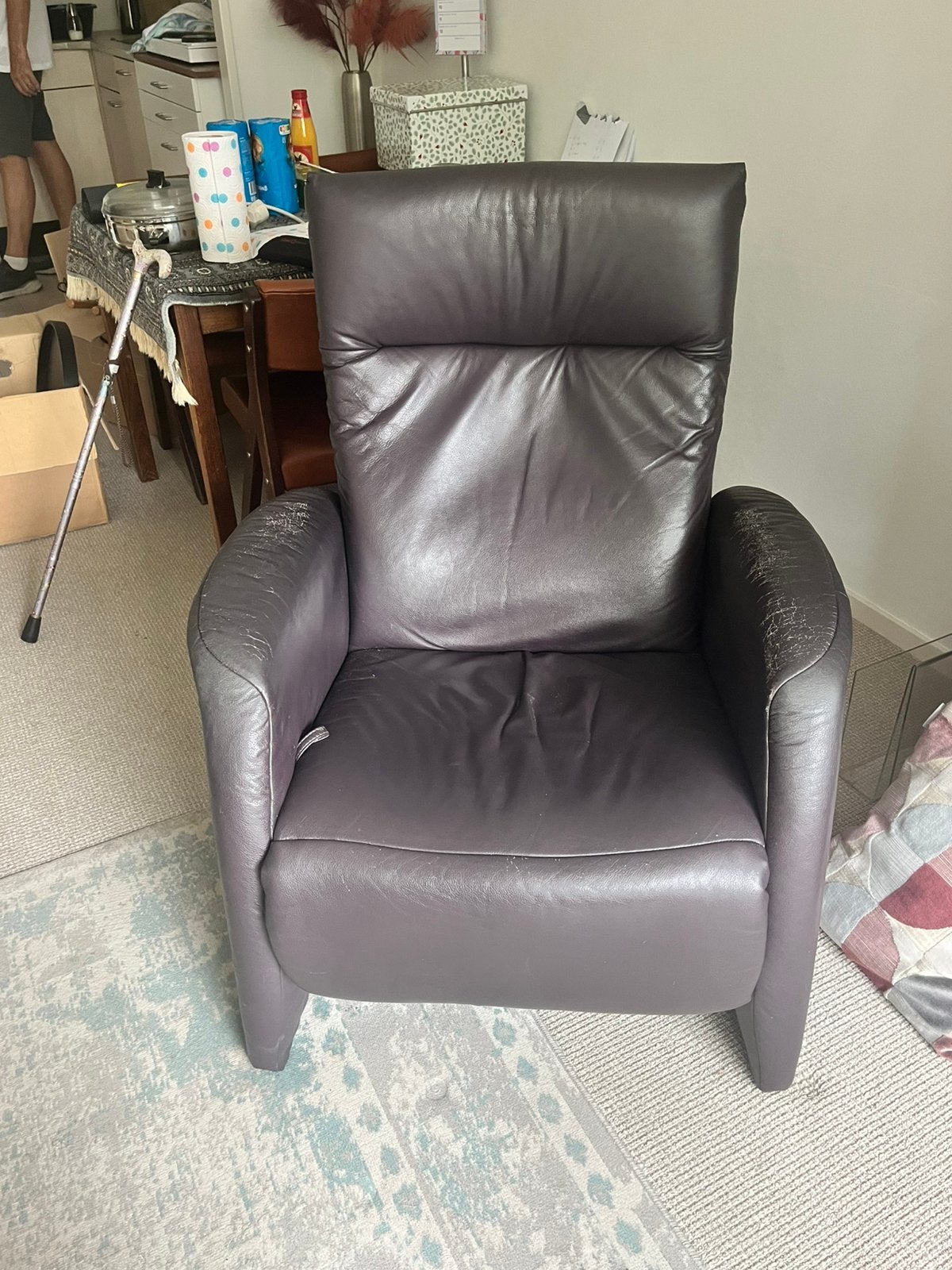 Relaxfauteuil leer, Ophalen, Gebruikt, Minder dan 75 cm, Leer