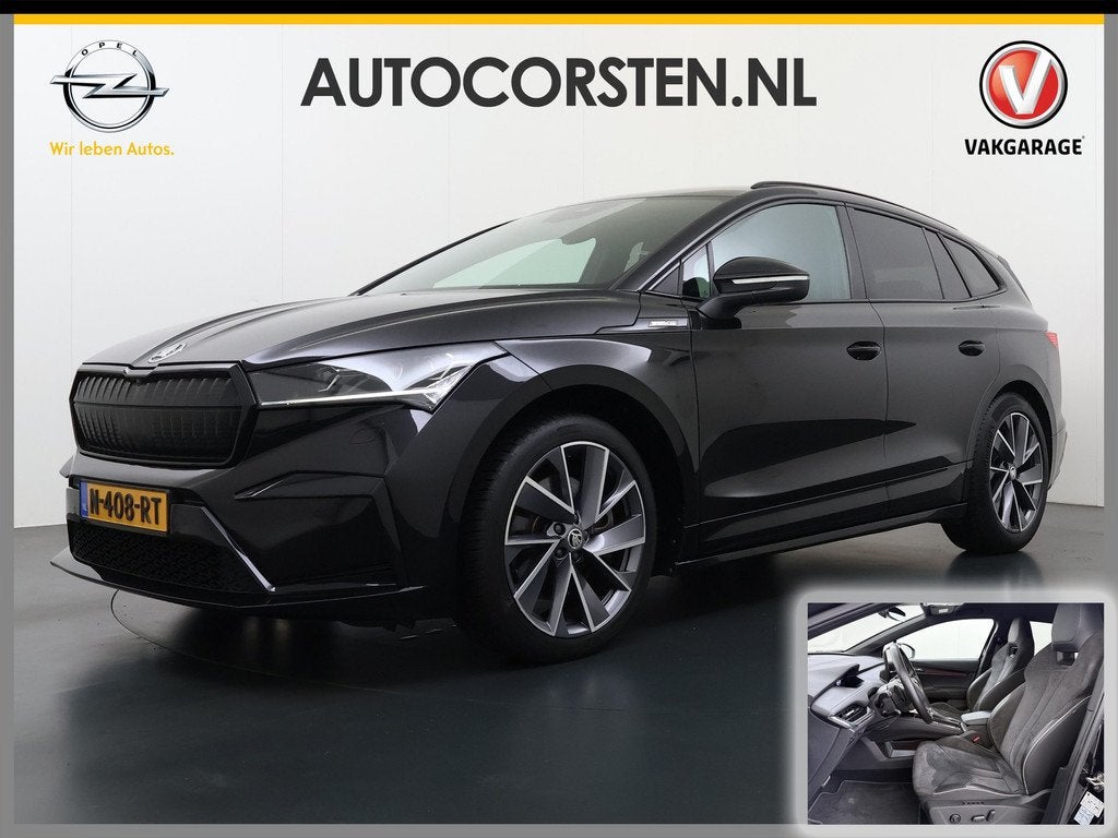 Skoda Enyaq iV 80 SPORTLINE SOH 92% 3-Zone Ecc Adap.Cruise S, Achterwielaandrijving, Zwart, 82 kWh, Zwart