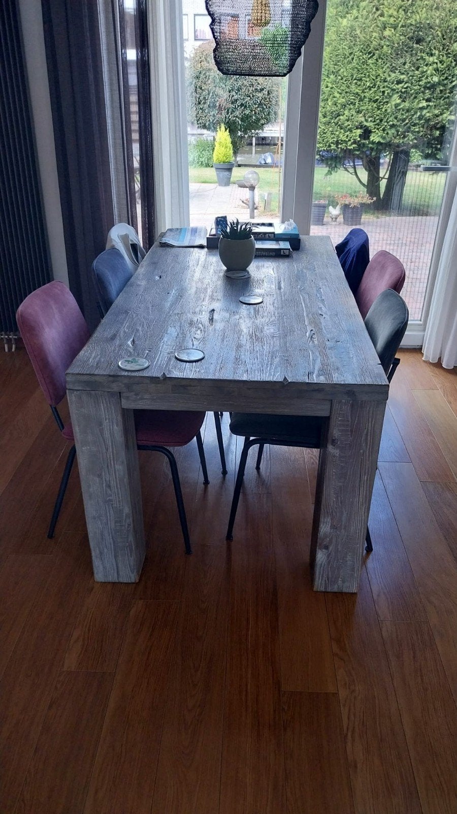 Robuuste houten eettafel - als nieuw!, Ophalen, 50 tot 100 cm, Zo goed als nieuw, Vijf personen of meer
