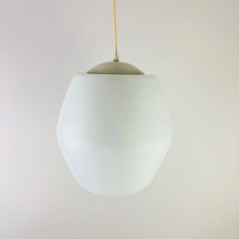 2x vintage hanglamp Opaline glas - Philips jaren '50 '60, Ophalen, Gebruikt, Onbekend, E27 (groot)