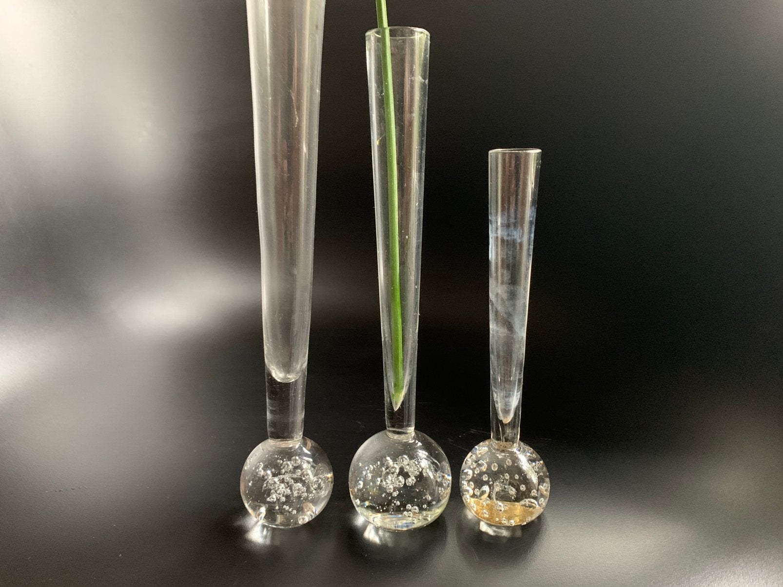 3 solifleur vaasjes vintage glas, rozenvaasje, Ophalen of Verzenden
