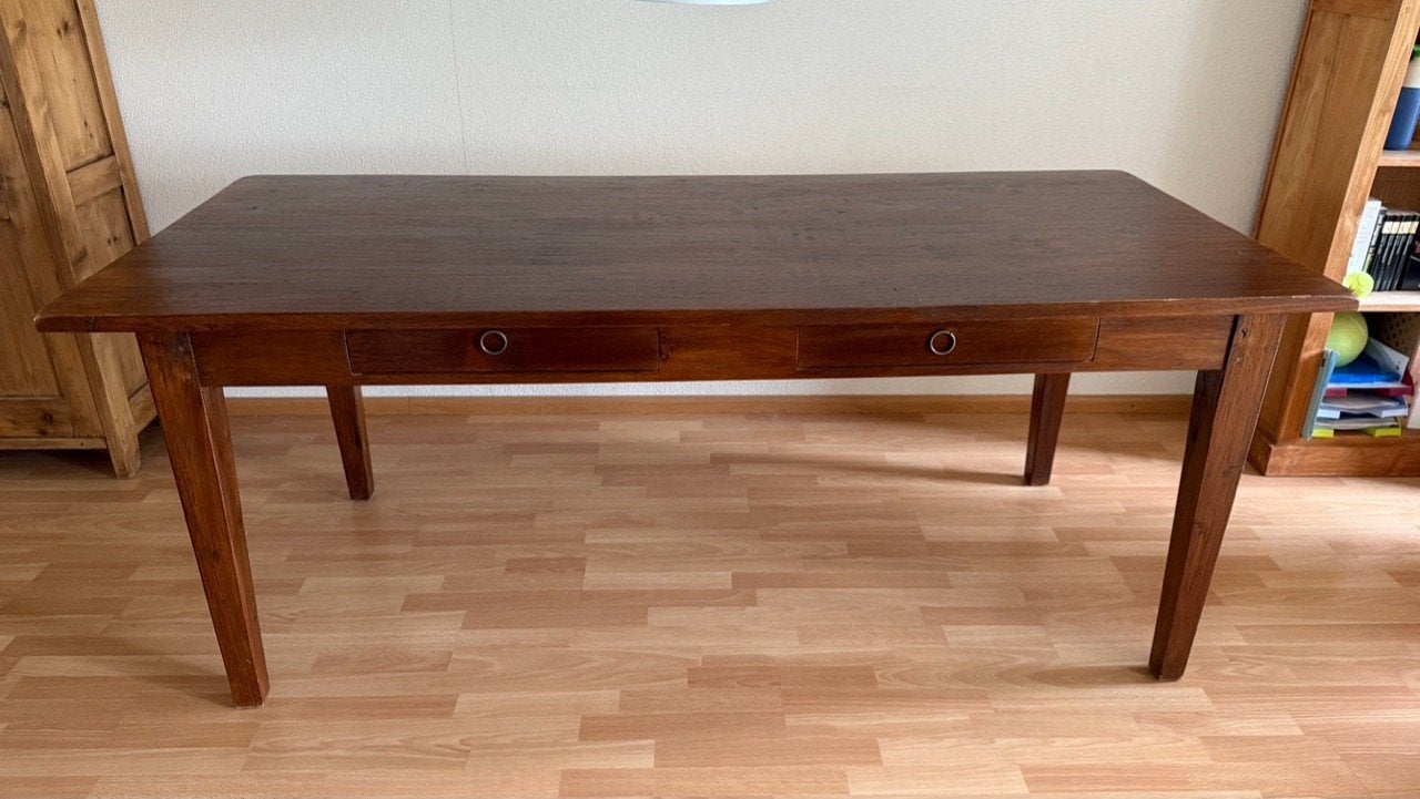 Eettafel - 200 bij 90 - teak, Huis en Inrichting, Tafels | Eettafels, Ophalen, Gebruikt, Teakhout, 50 tot 100 cm