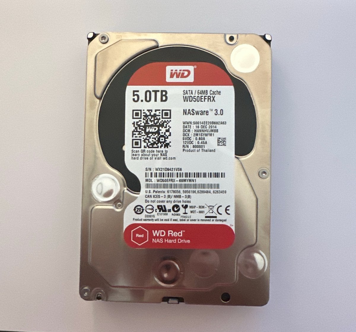 WD Red 5.0TB NAS Hard Drive - WD50EFRX, Computers en Software, Harde schijven, Intern, Gebruikt, Server, Ophalen of Verzenden