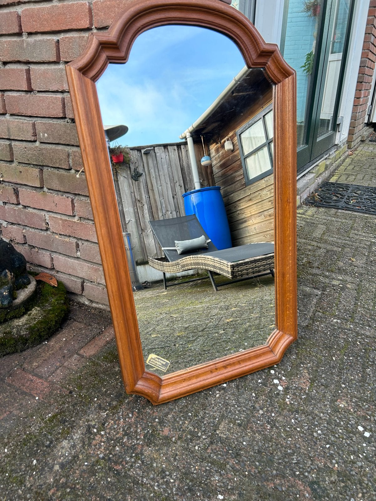 Kristallen spiegel met houten lijst - 80 x 50 cm, Ophalen of Verzenden, Rechthoekig, 50 tot 100 cm, Minder dan 100 cm