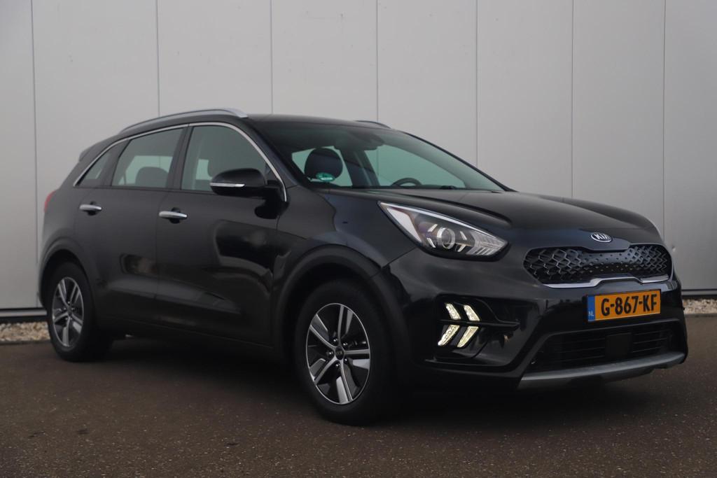Kia Niro 1.6 GDi Hybrid DynamicLine 140PK Automaat Half Lede, Gebruikt, Euro 6, Leder en Stof, Zwart