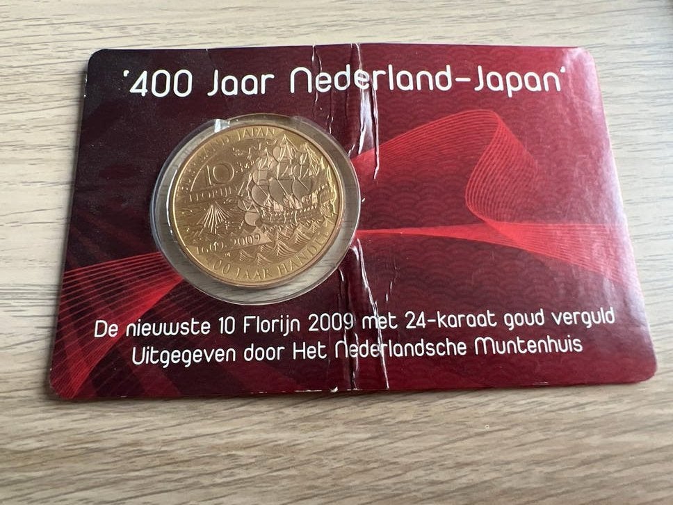 10 Florijn 2009 Verguld 24 Karaat Goud - Nederland-Japan, Koningin Beatrix, Losse munt, 10 gulden, Goud