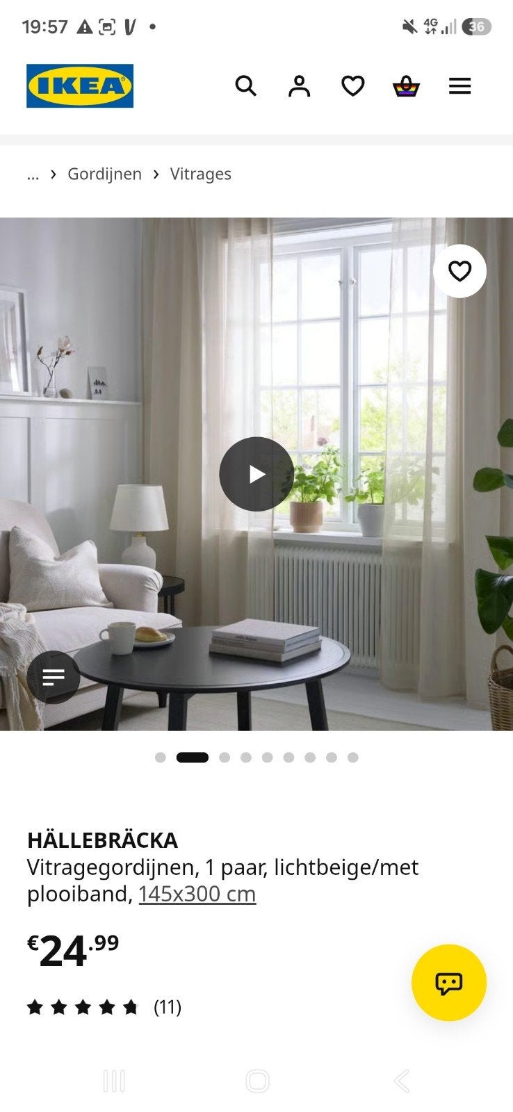 Hällebräcka vitragegordijnen., Vitrage, 300 cm, Ophalen of Verzenden, Beige