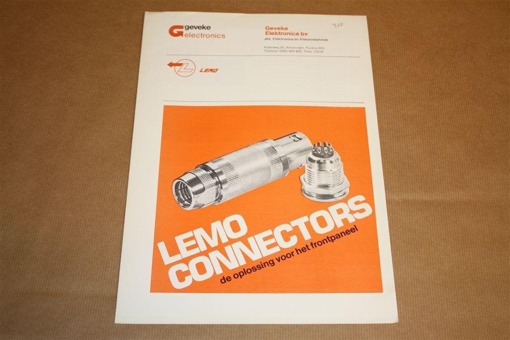 Oude reclame-uitgave Geveke electronics - Lemo connectors, Ophalen of Verzenden, Zo goed als nieuw