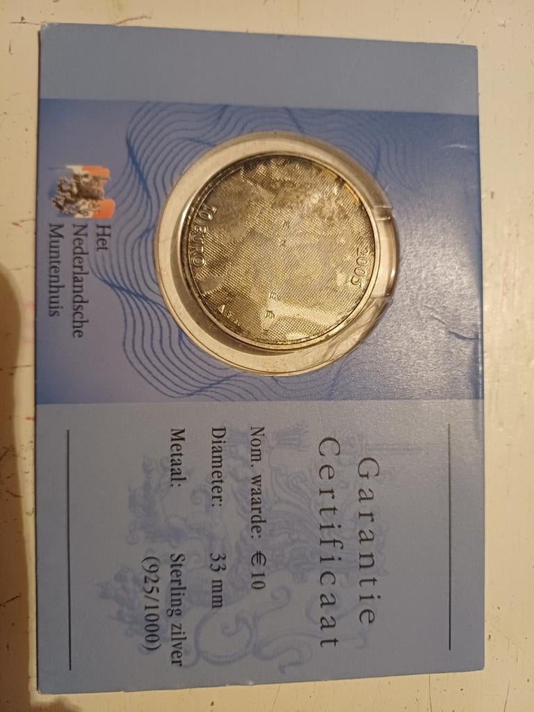 Zilveren 10 Euro Munt 2005 Beatrix met Certificaat, Postzegels en Munten, Munten | Nederland, Ophalen
