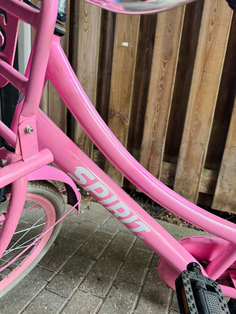 Roze Spirit meisjesfiets met voordrager - 22 inch, Terugtraprem, 22 inch, Gebruikt, Ophalen of Verzenden