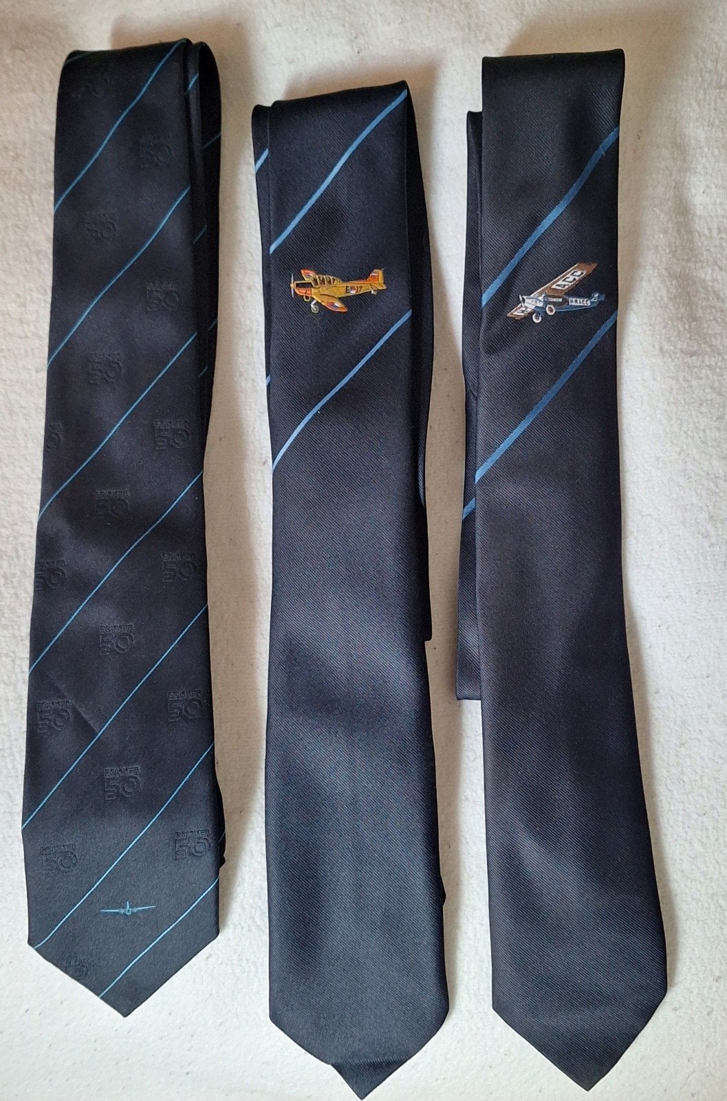 Stropdassen 3x Fokker., Kleding | Heren, Ophalen of Verzenden, Gedragen, Blauw, Met patroon