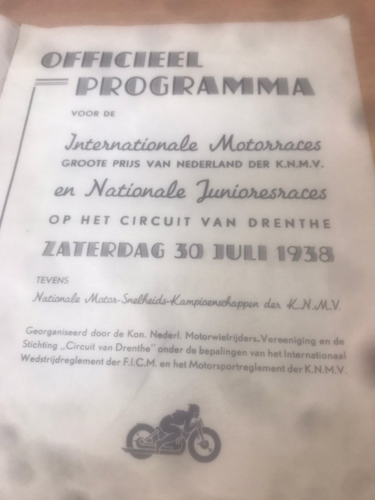 TT programma boekje 1938 uniek, Ophalen of Verzenden