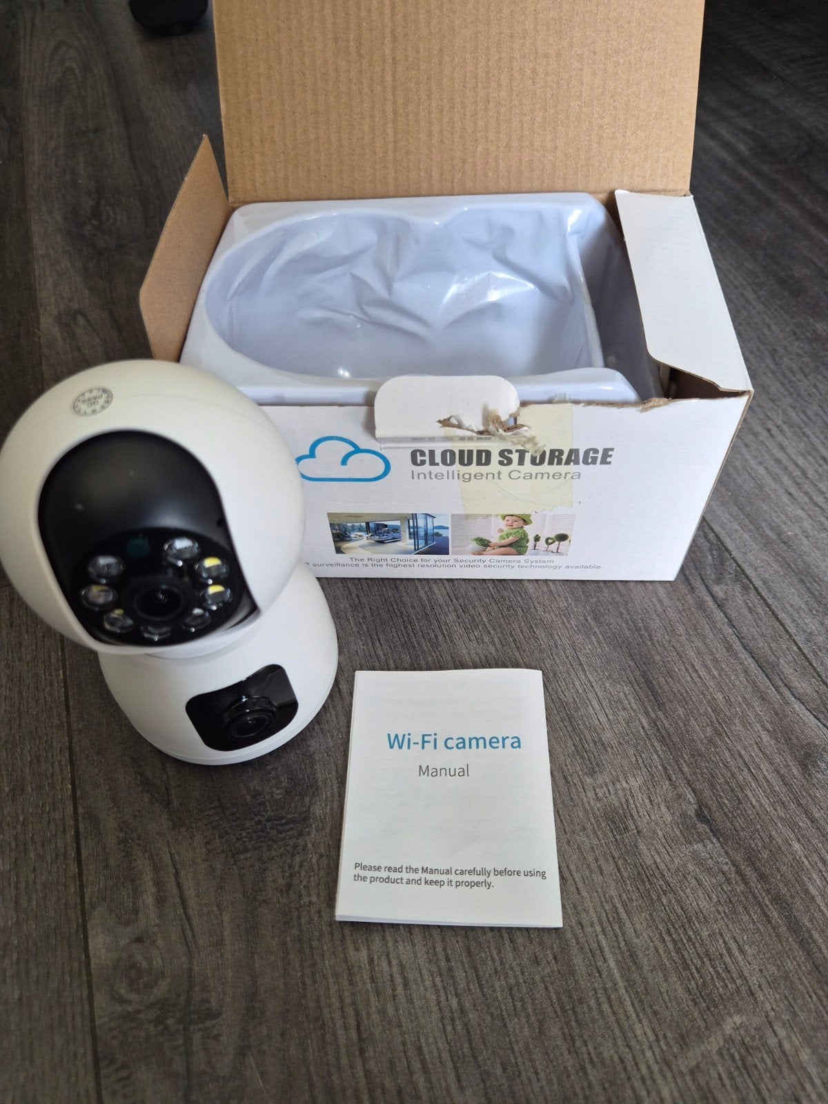 Dubbele lens beveiligingscamera, Audio, Tv en Foto, Ophalen of Verzenden, Zo goed als nieuw, Binnencamera