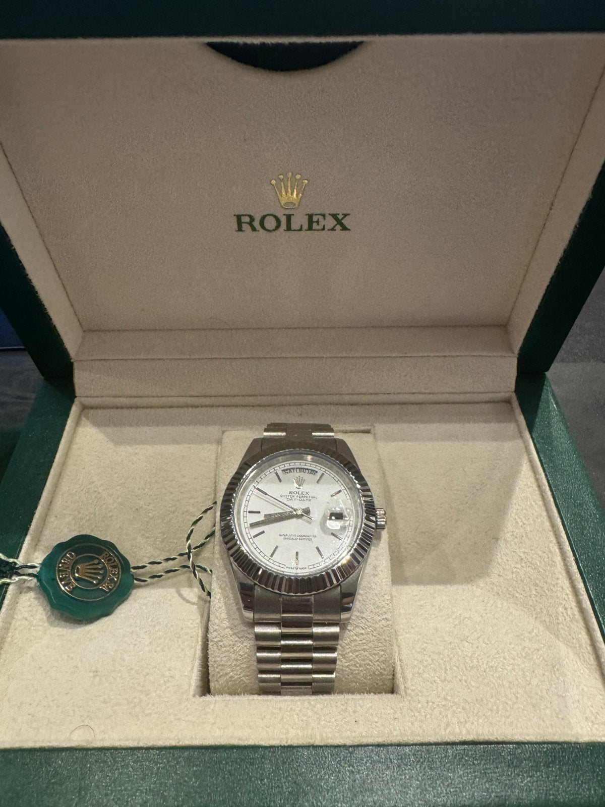 Rolex Daydate 40mm, Ophalen of Verzenden, Zo goed als nieuw, Staal, Rolex