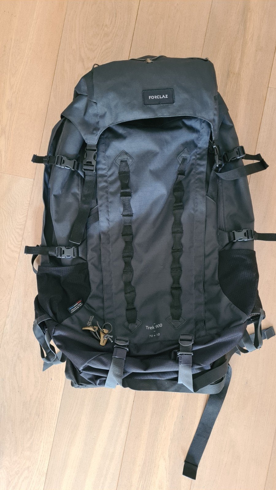 Forclaz Trek 900 70+10L backpack met regenhoes, Ophalen, Zo goed als nieuw