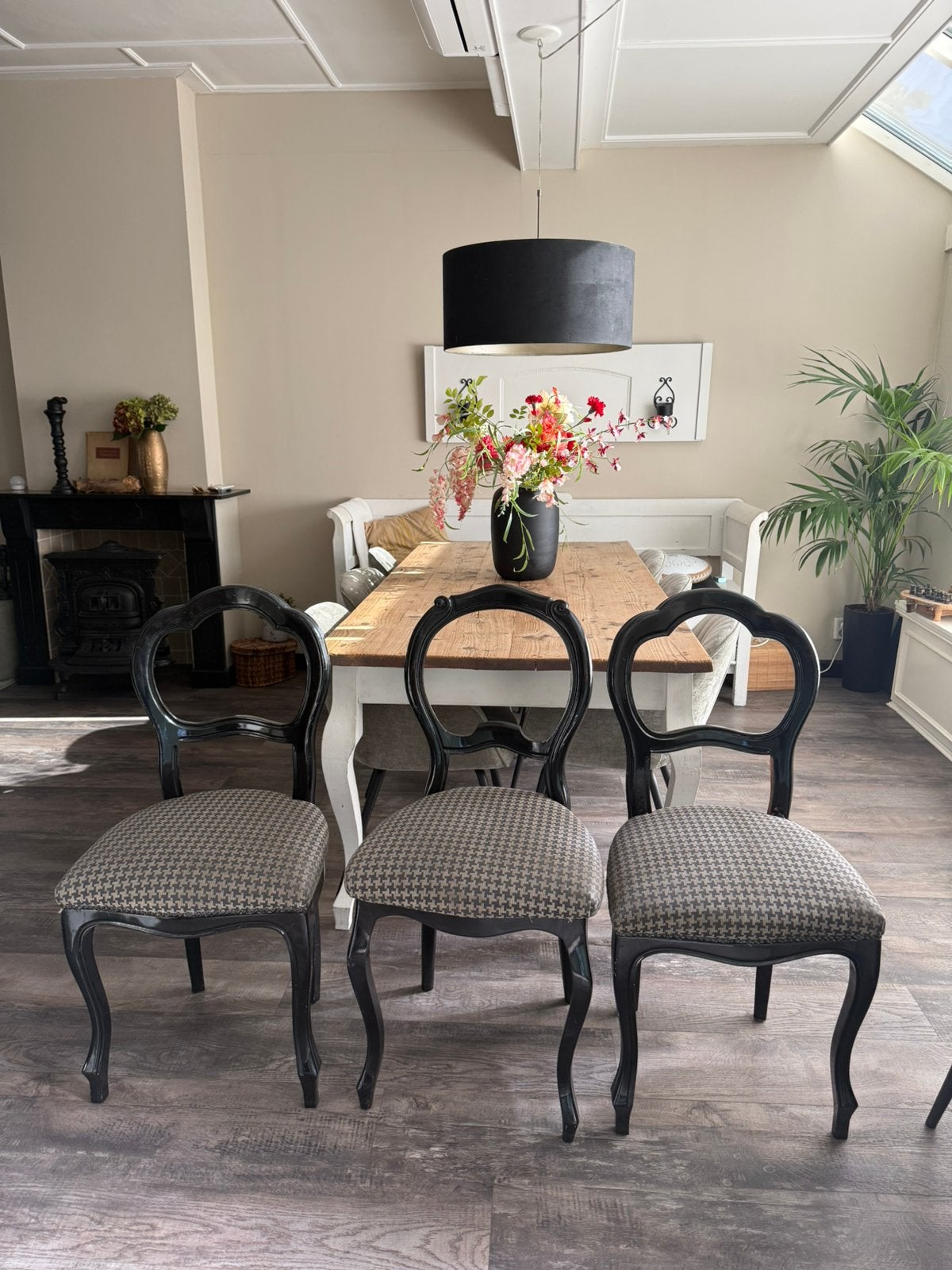 3 Queen Ann Biedermeier stoelen gebruikt, Ophalen, Drie, Zwart, Hout
