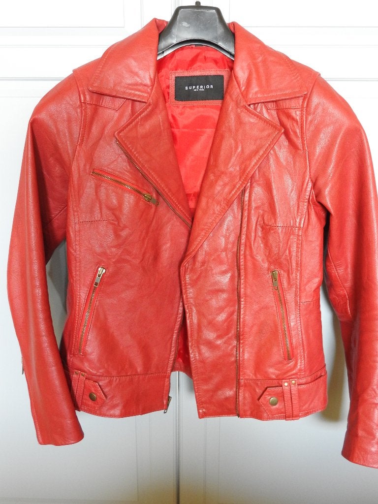 Nieuw! Rood leren bike jack prachtig soepel leer. M., Superior New York, Nieuw, Rood, Ophalen