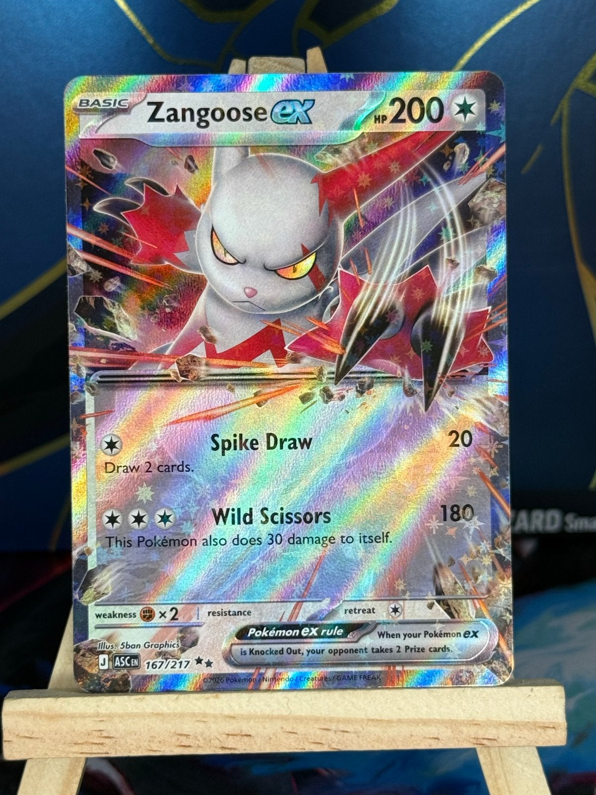 Zangoose Ex #167 | Pokemon Ascended Heroes, Hobby en Vrije tijd, Ophalen of Verzenden, Zo goed als nieuw, Losse kaart, Foil