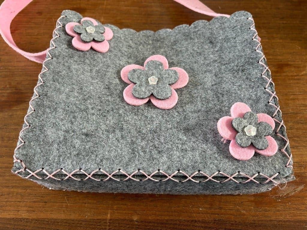 Tasje 25 x 21 x 8 cm grijs met bloem, Ophalen of Verzenden, Zo goed als nieuw, Grijs, Schoudertasje