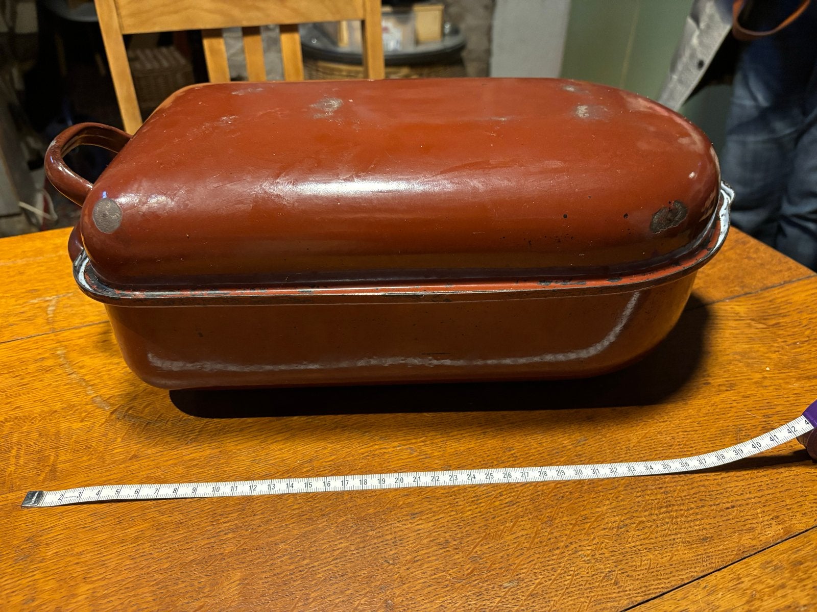 Vintage geëmailleerde braadslede/ovenschaal, Antiek en Kunst, Antiek | Emaille, Ophalen