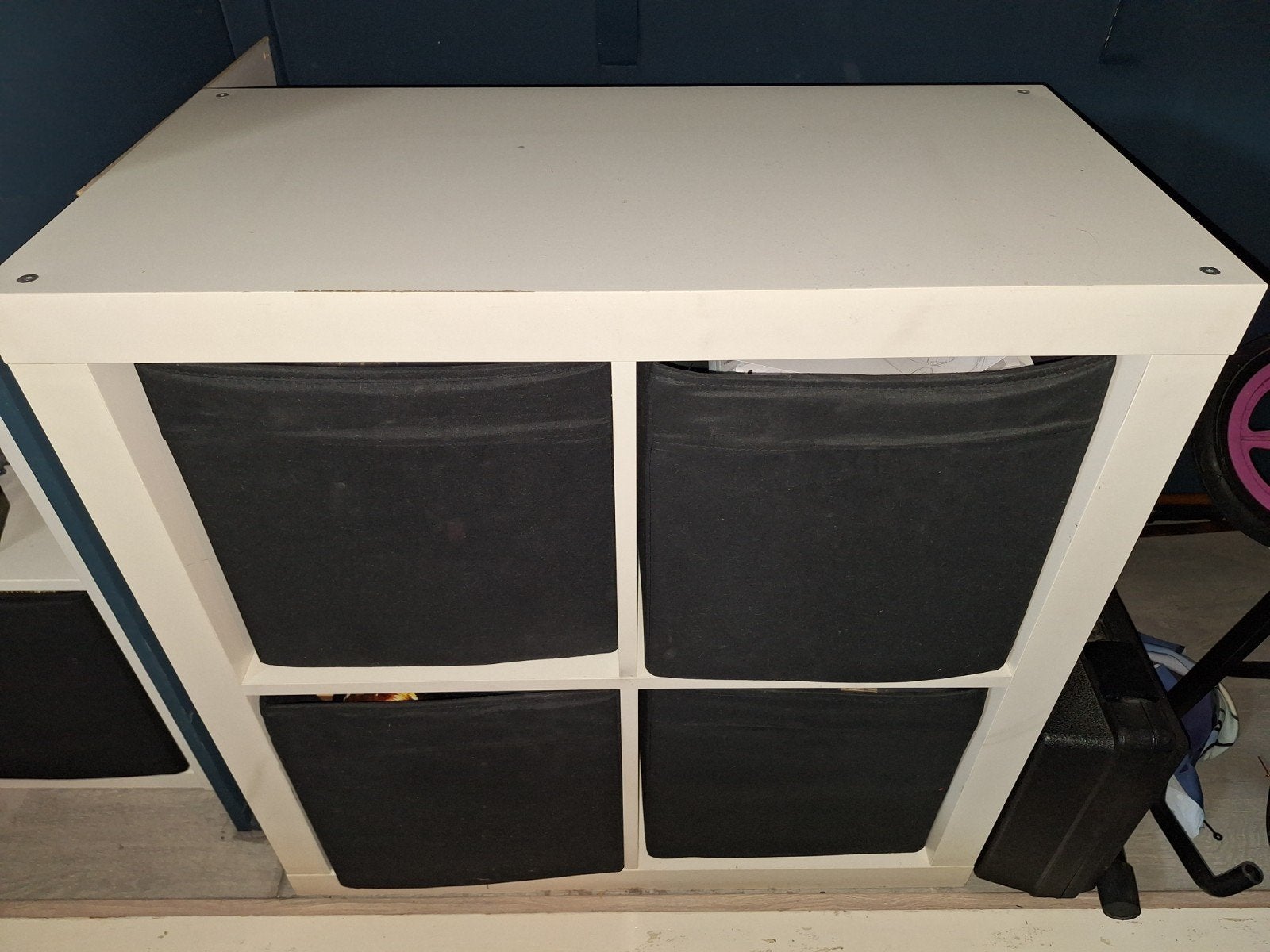 IKEA Vakkenkast met 4 zwarte opbergbakken, Ophalen, Gebruikt