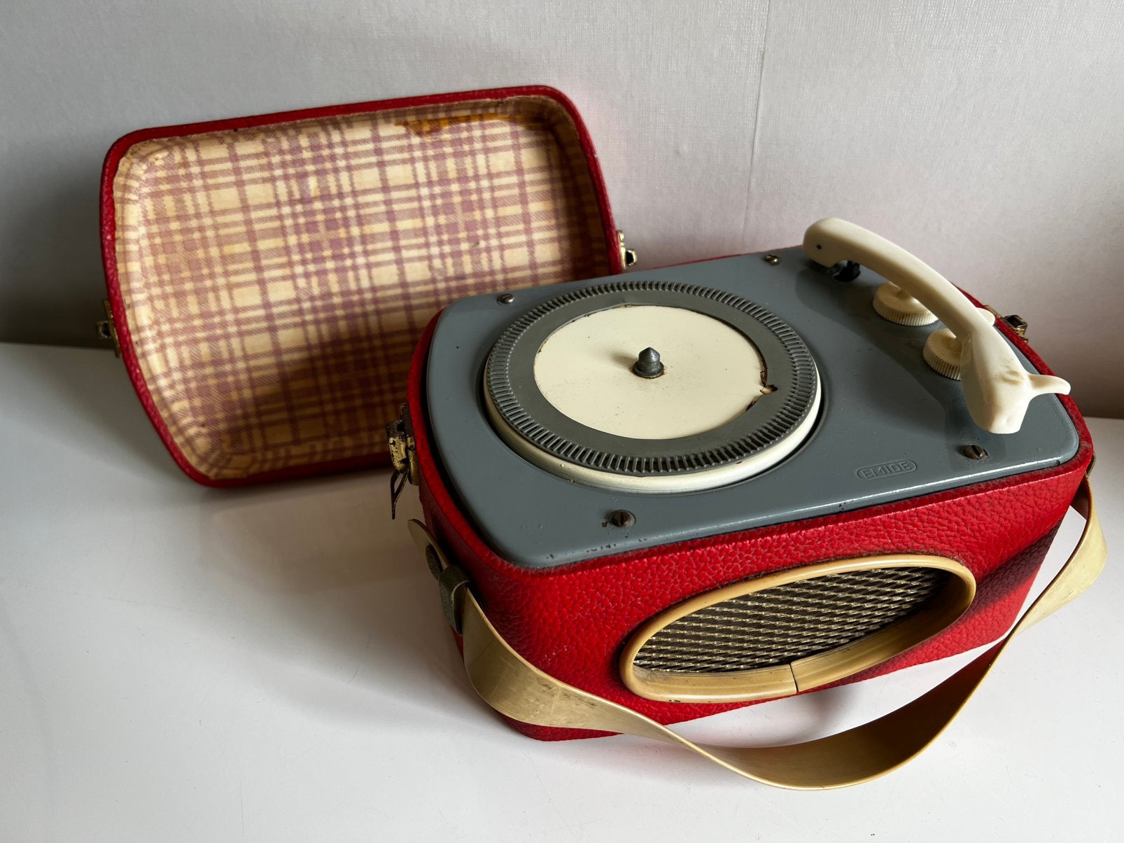 Emide Phoni-Boy Koffer-platenspeler Oranje Skai 45-Toer 60’s, Ophalen of Verzenden