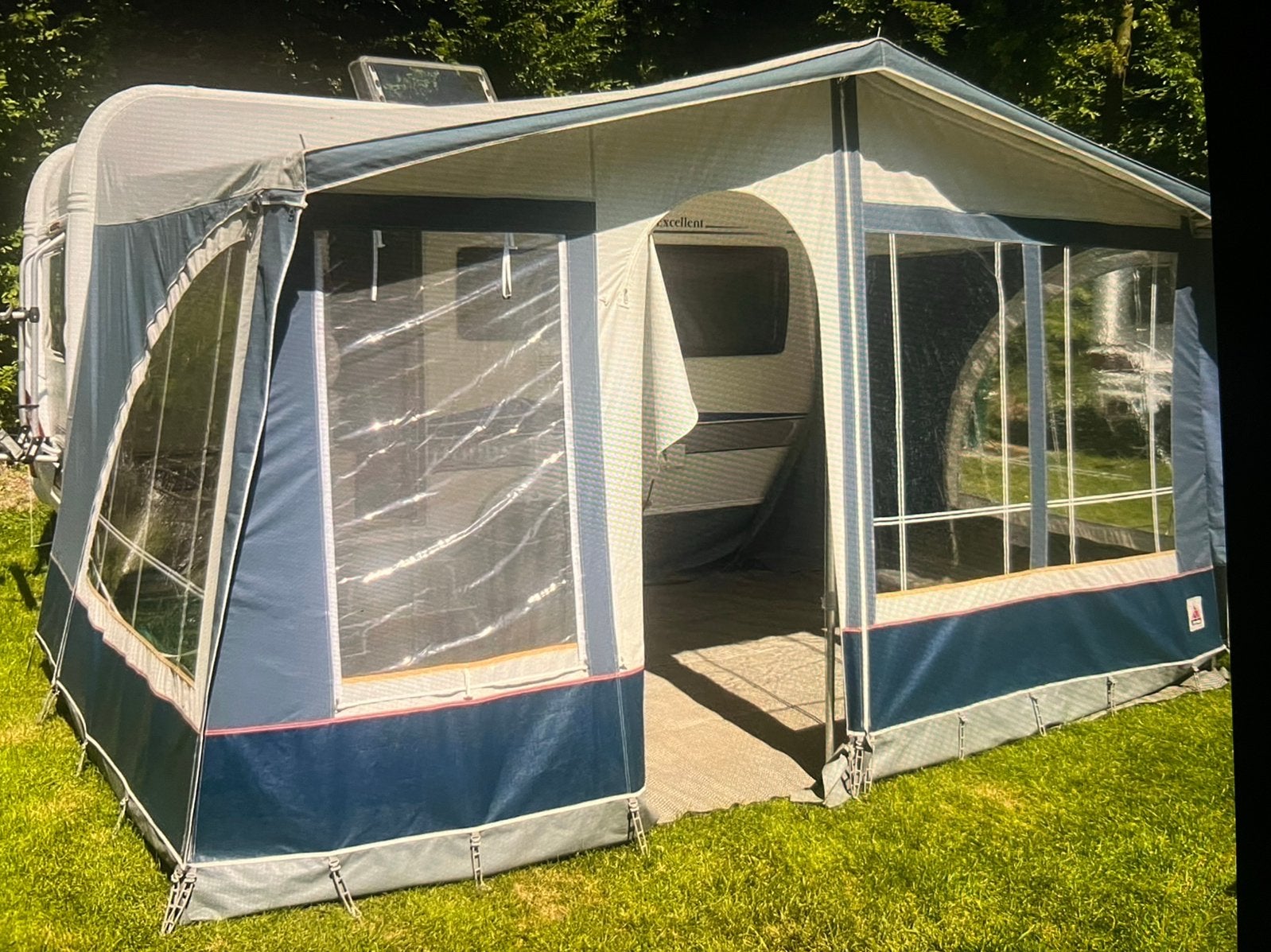 Voortent omloopmaat 8 met aluminium frame en nieuwe rits., Ophalen, Gebruikt