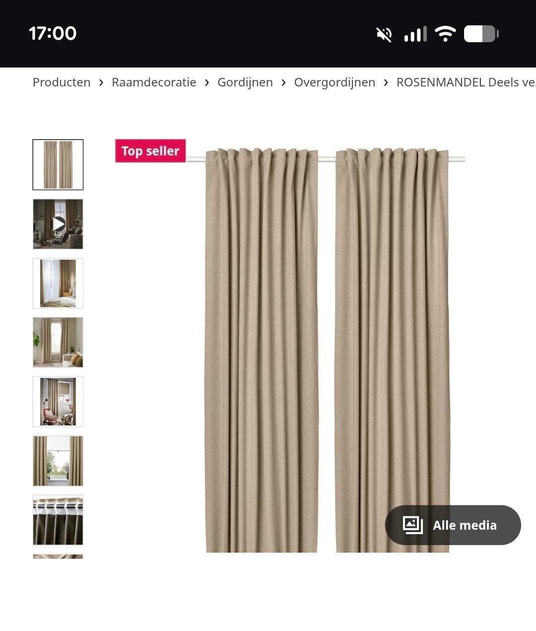 Gordijnen (1 paar), 135x300cm, deels verduisterend., Ophalen, 300 cm, Verduisterend, Beige