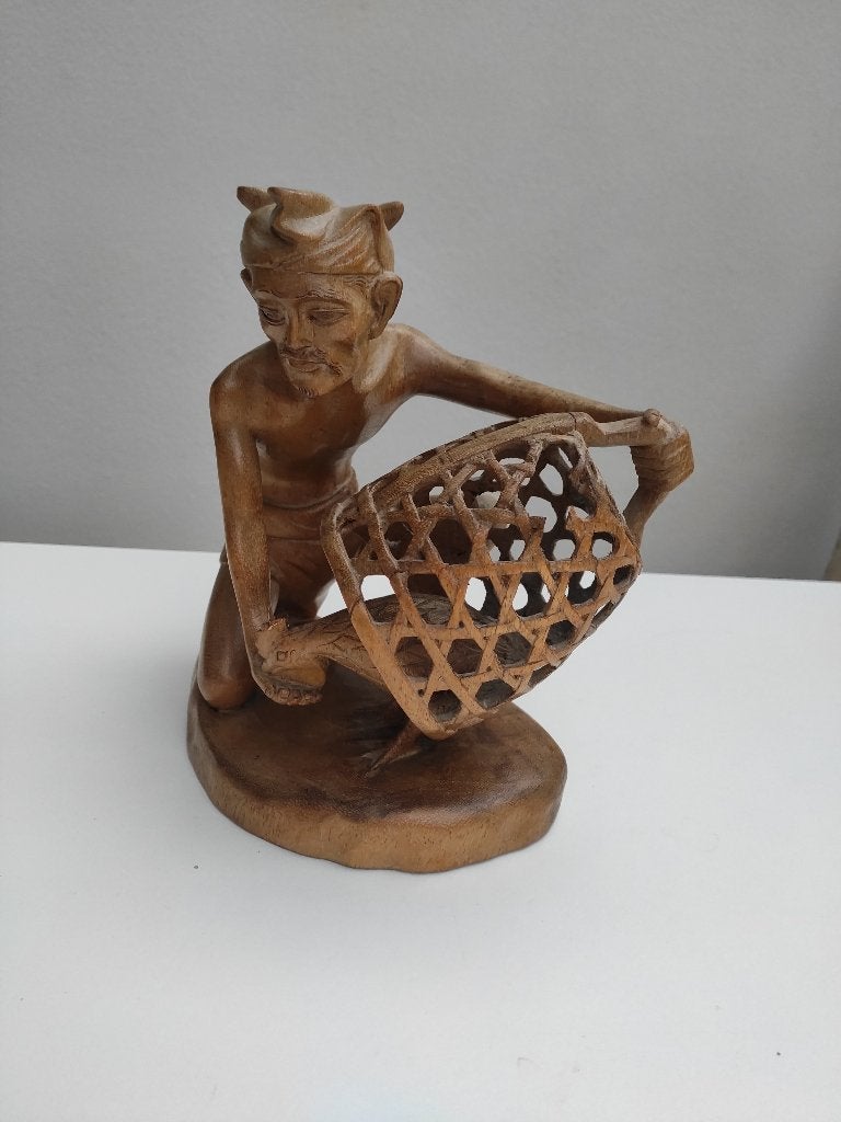 Indonesische Hanevechter (hout 24cm), Houtsnijwerk, Geglazuurd, Ophalen of Verzenden, 20 - 50 cm