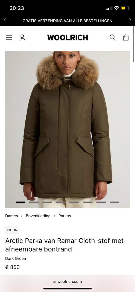 Orginele Woolrich Arctic Raccoon Parka Maat XS, Ophalen of Verzenden, Zo goed als nieuw, Woolrich, Maat 34 (XS) of kleiner